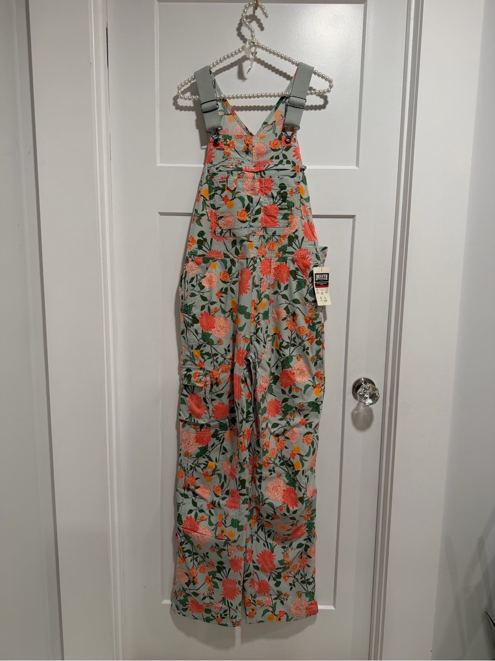 Duluth Trading Co Coral Floral Wide-Leg overalls